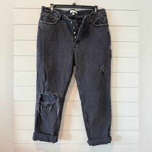 Abercrombie & Fitch Black Curve Love Jeans Distressed Relaxed Fit